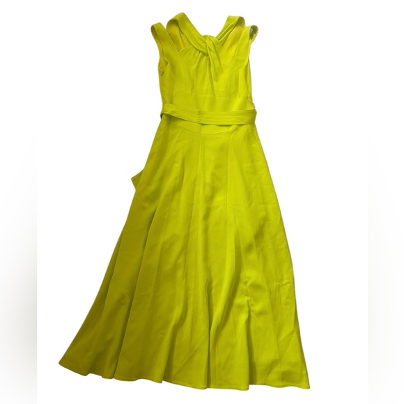 Karen Millen Petite Compact Viscose Tailored Waterfall Midi Dress Lime Size 4 - Picture 7 of 13